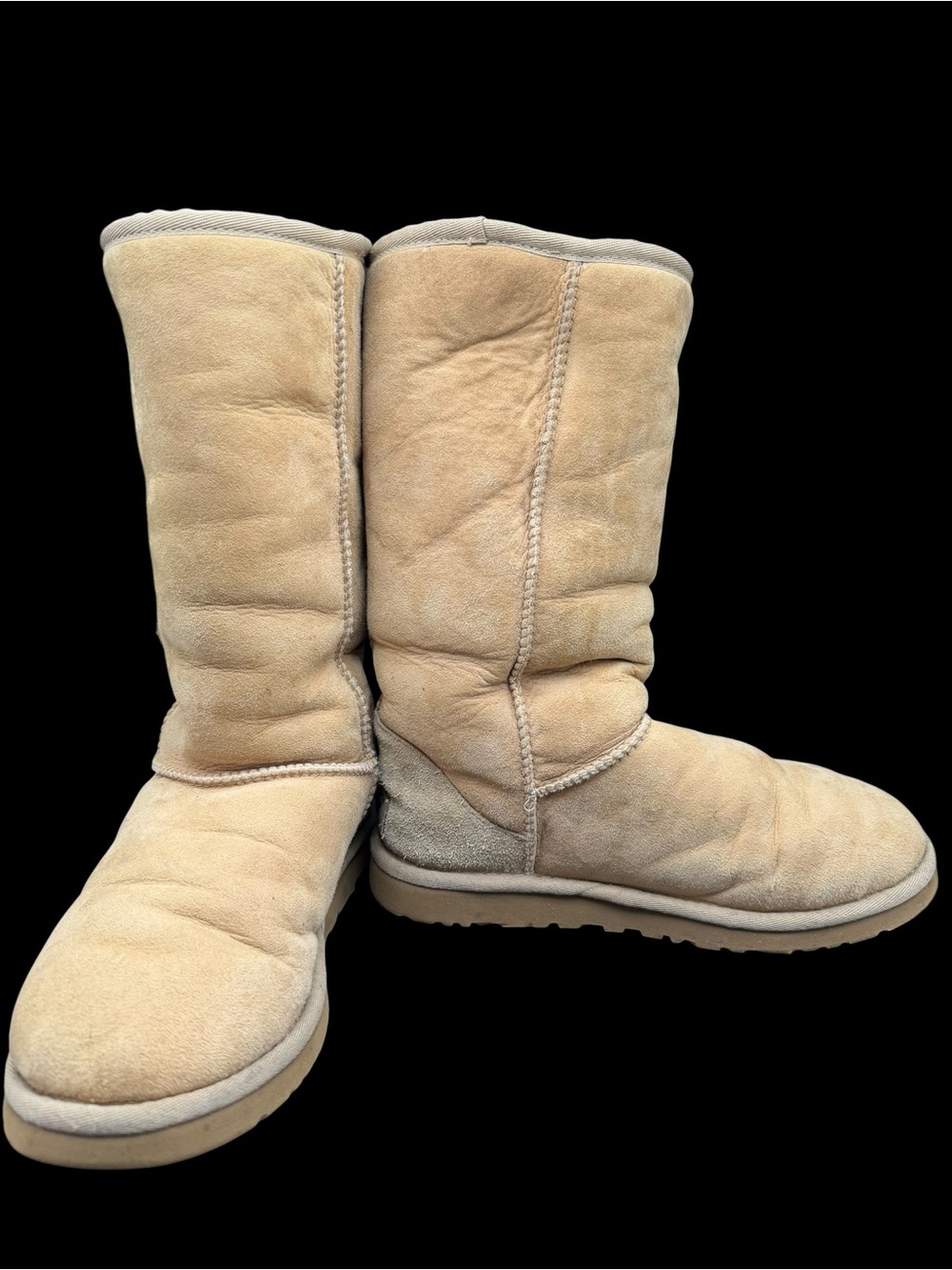 UGG Australia Classic Tall Sand Sheepskin Suede Boots Women’s Size 5 - Picture 4 of 8